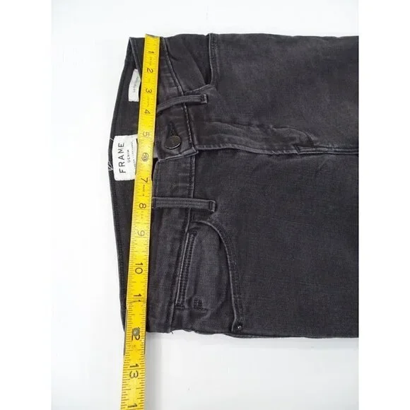 Frame Denim Le High Skinny Jeans Sz‎ 26 Asymmetrical Fringe Hems Jagged Whittier - Picture 8 of 9